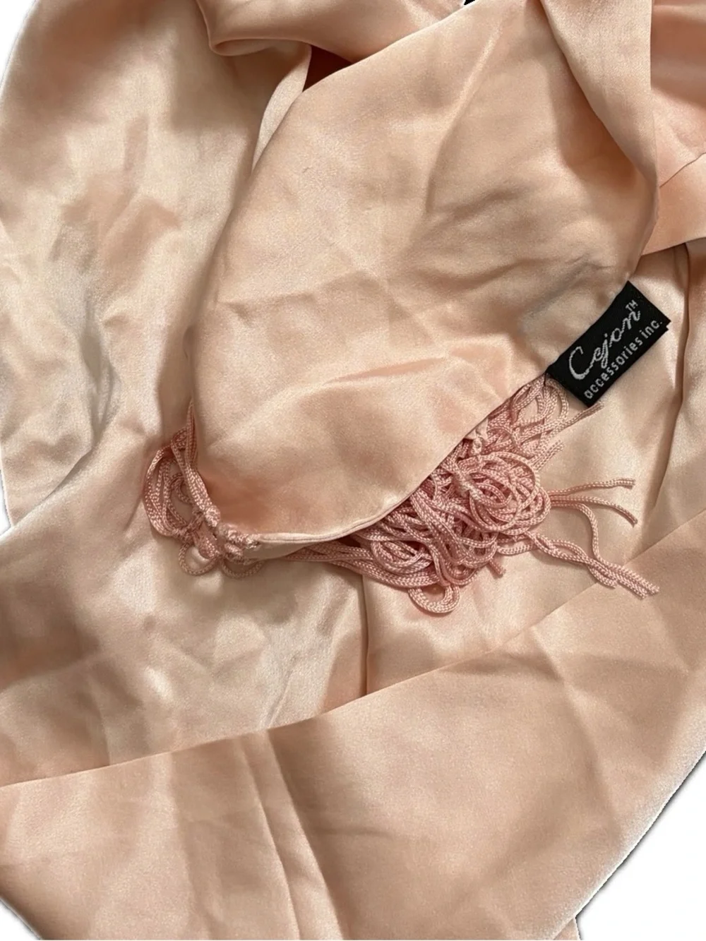 Cejon 100% Silk Blush Pink Fringe Scarf